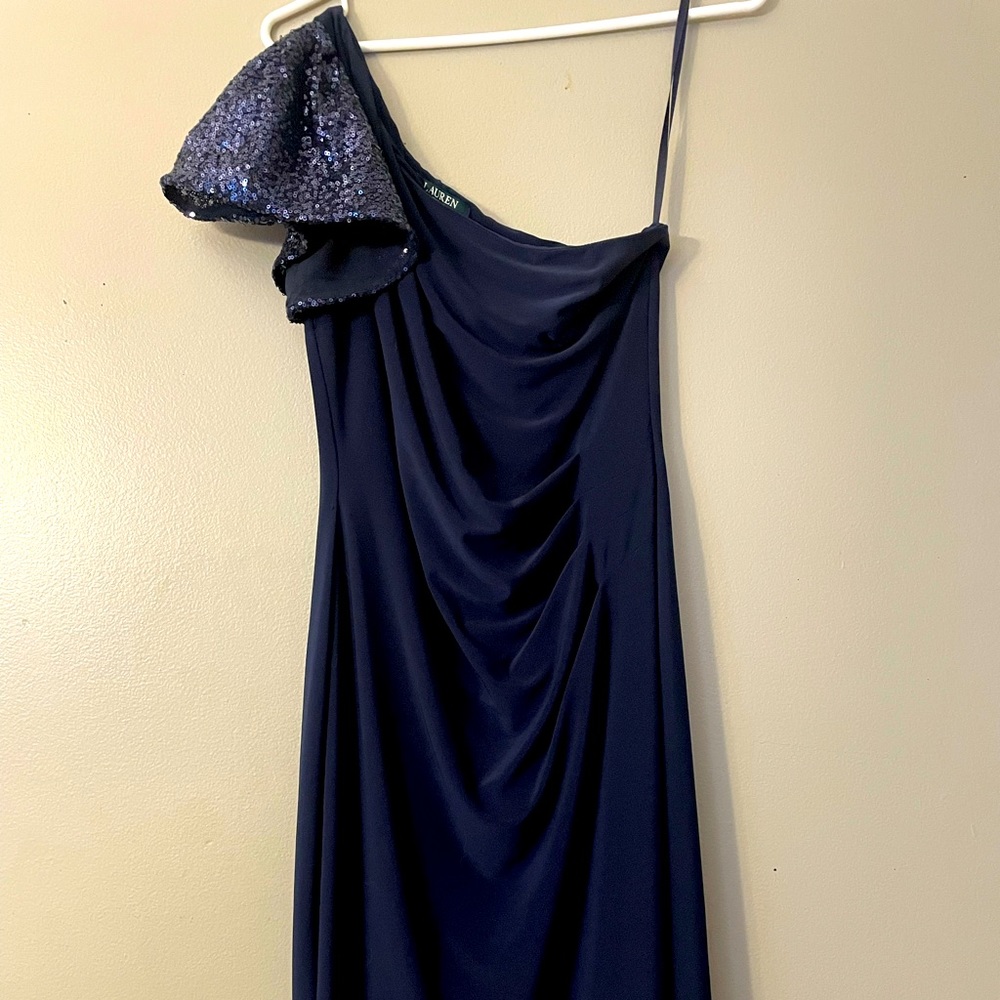 Navy one shoulder dress by Ralph Lauren Sz 6